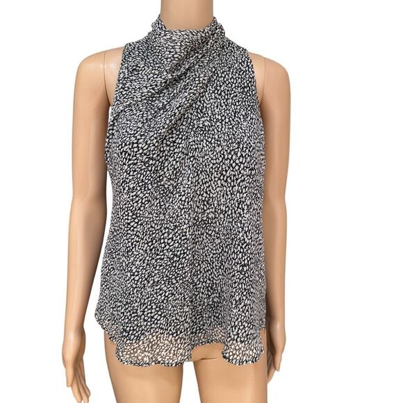 Joie Paul all Printed Pleated front 100% Silk Top mock neck size S NWT - Picture 4 of 10